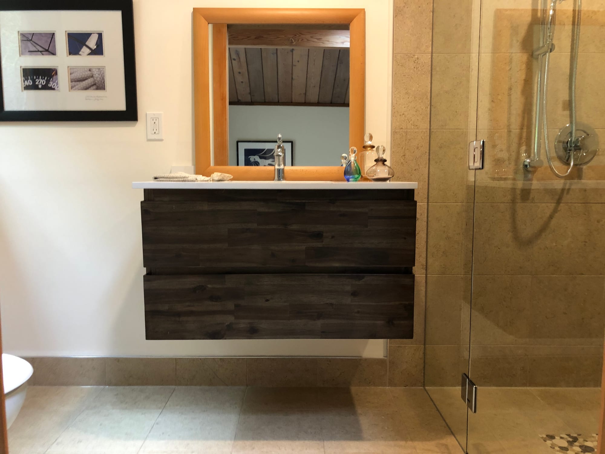 Custom guest suite with finished wood cabinetry and interior detailing