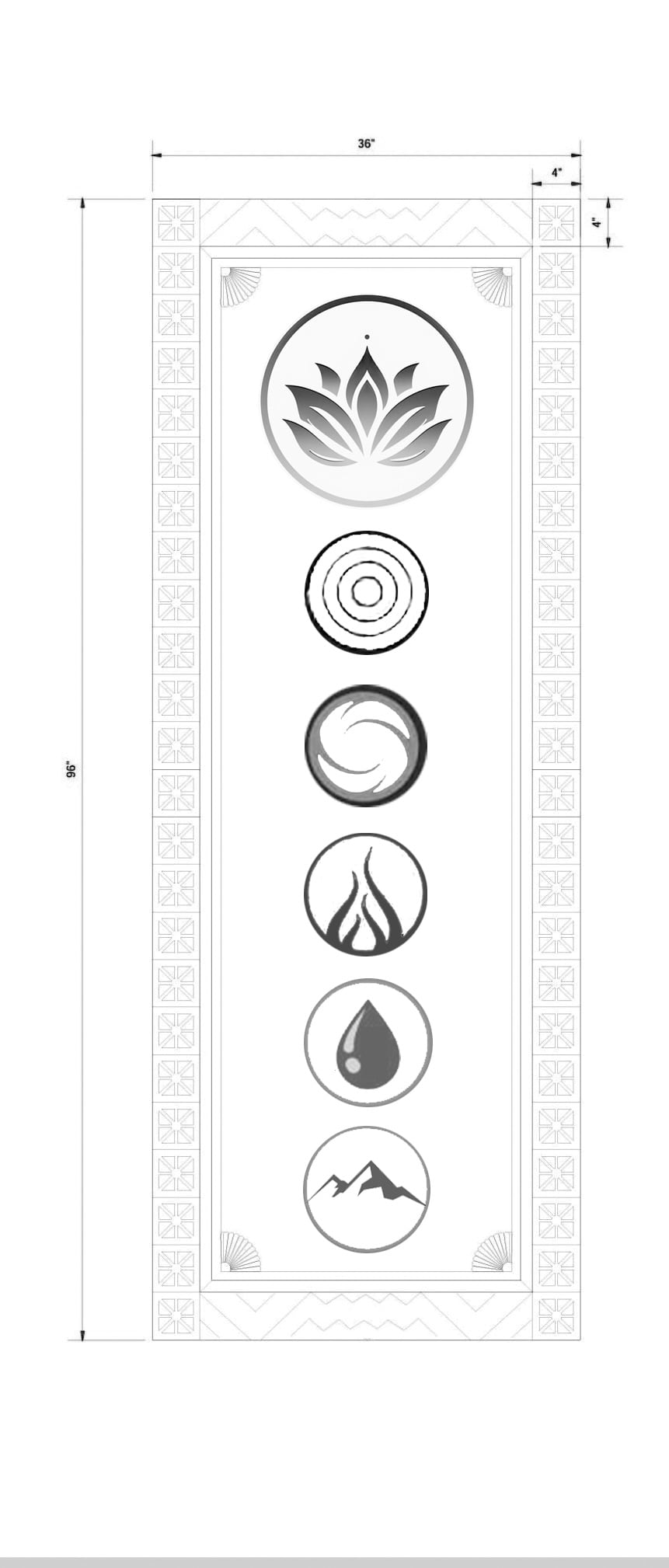 Design development drawing for the carved feature panel