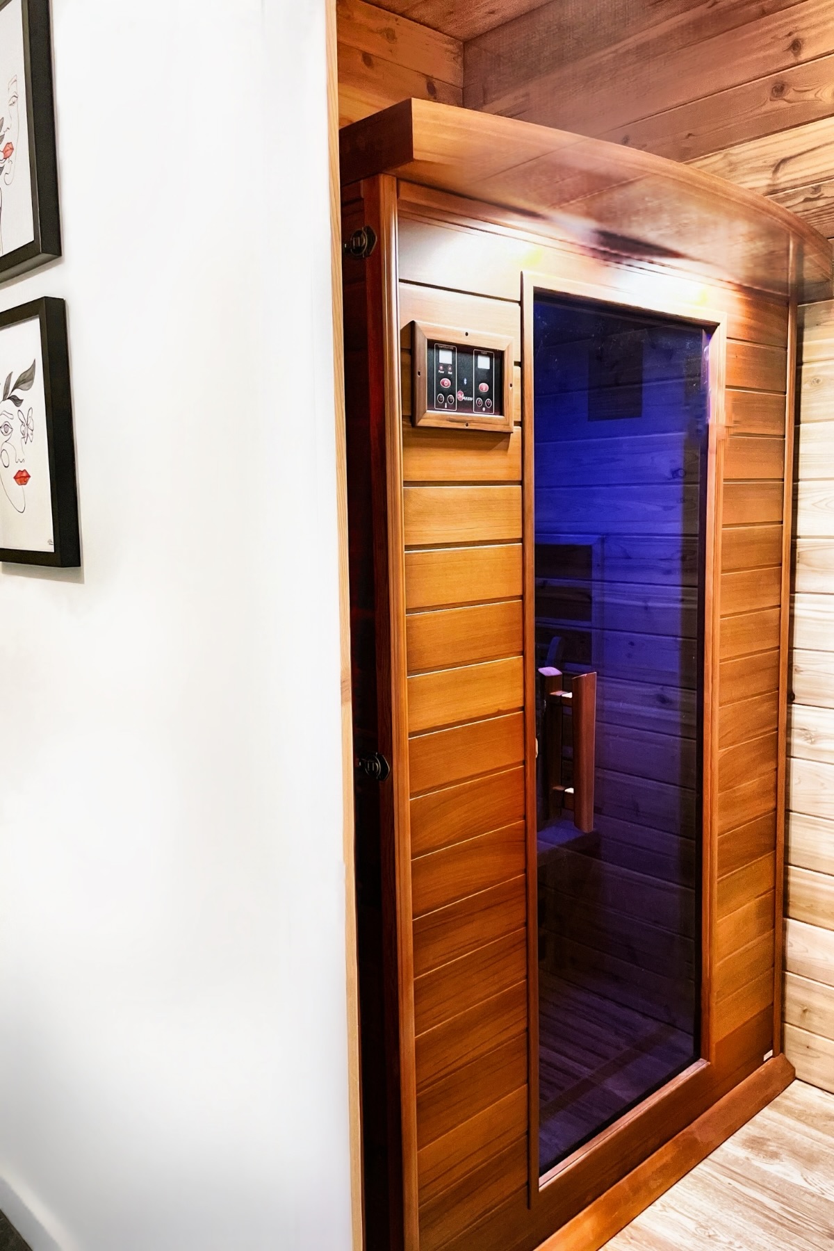 Cedar sauna integrated into the commercial interior program — Samya Spa Broad Street