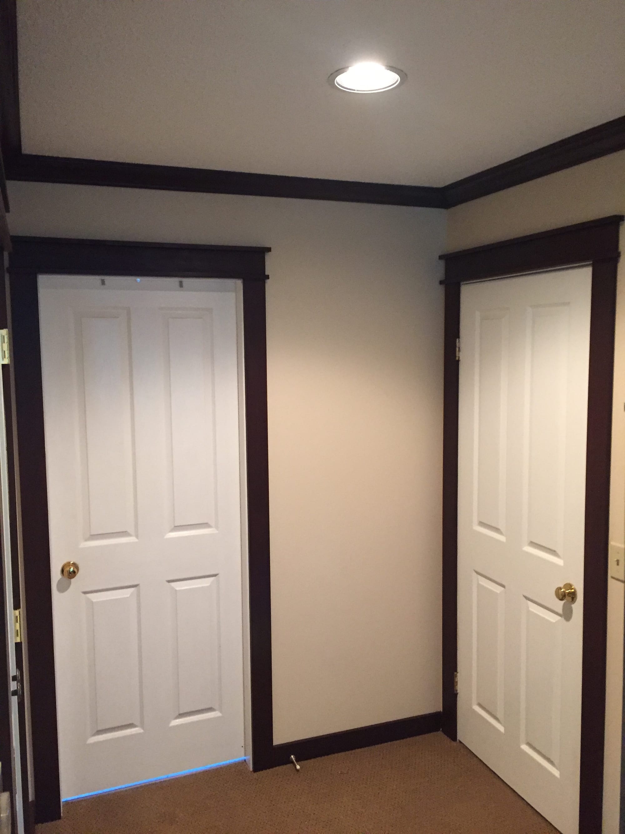 Master bedroom doors — hallway view